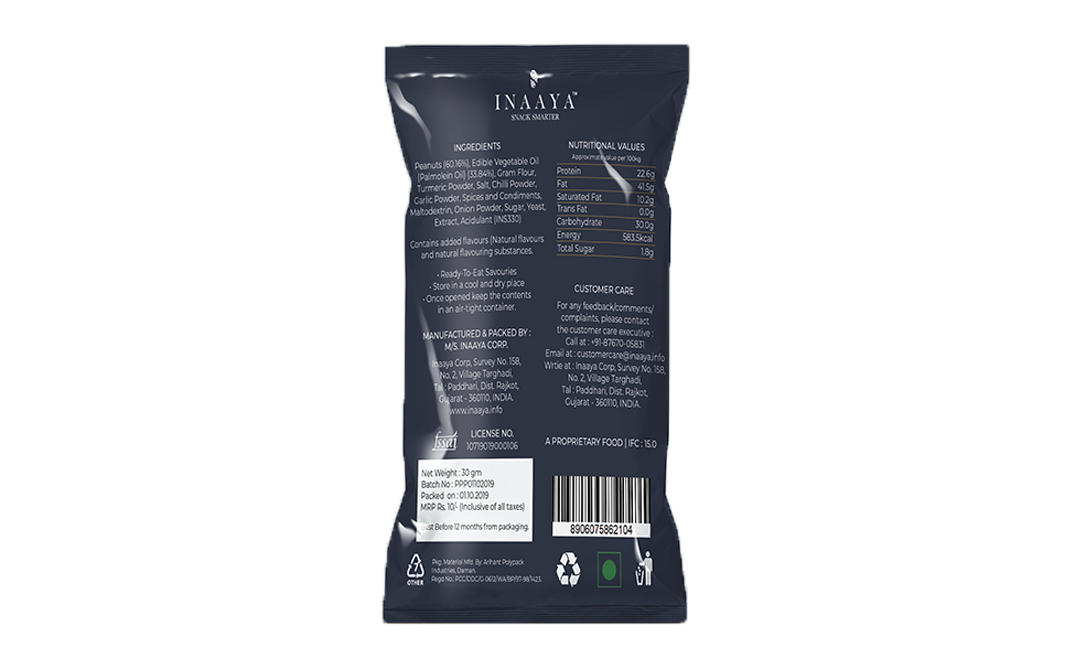 Inaaya Peri Peri Peanuts    Pack  30 grams